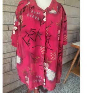 A Personal‎ Touch Womens 5X Red Floral Bamboo Button Down Shirt